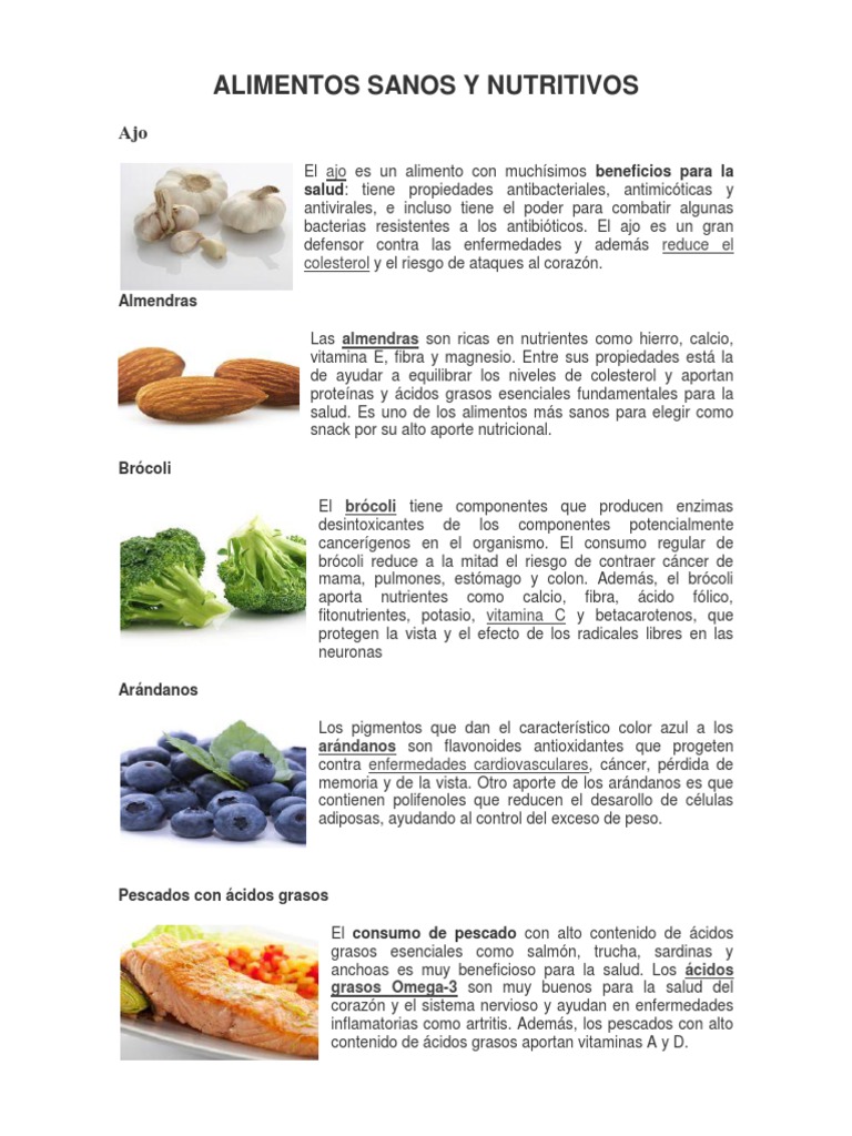 Alimentos Sanos y Nutritivos | PDF | Juventud | Alimentos
