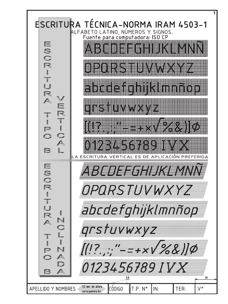 Normas de Caligrafía Técnica IRAM 4503-1 | PDF | Informática