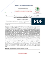 The Conversion of Post-Consumer Polyethylene Terephthalate (PET) Into A Thermosetting Polyester Resin