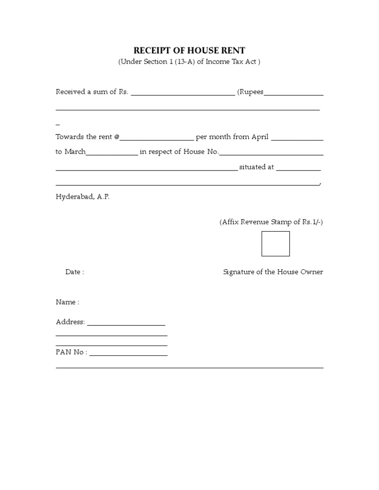 House Rent Receipt Format for Tax | PDF
