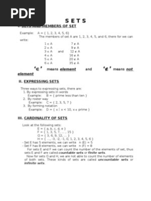 WORKSHEET OF SETS 