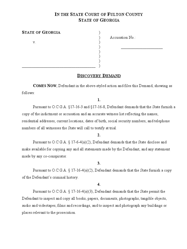 Demand for Discovery in Criminal Case | PDF | Witness | Discovery (Law)