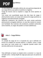 Aula 1 - Carga El- ¦étrica e Lei de Coulomb