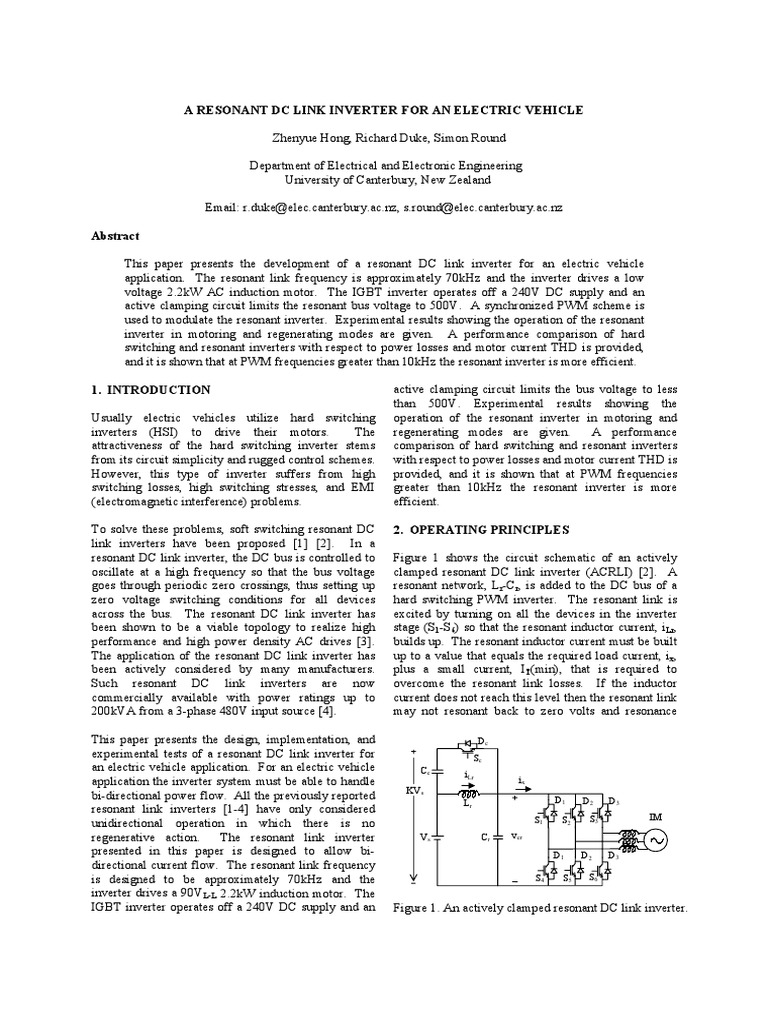 Resonant DC Link Inverters | PDF | Power Inverter | Electrical Impedance