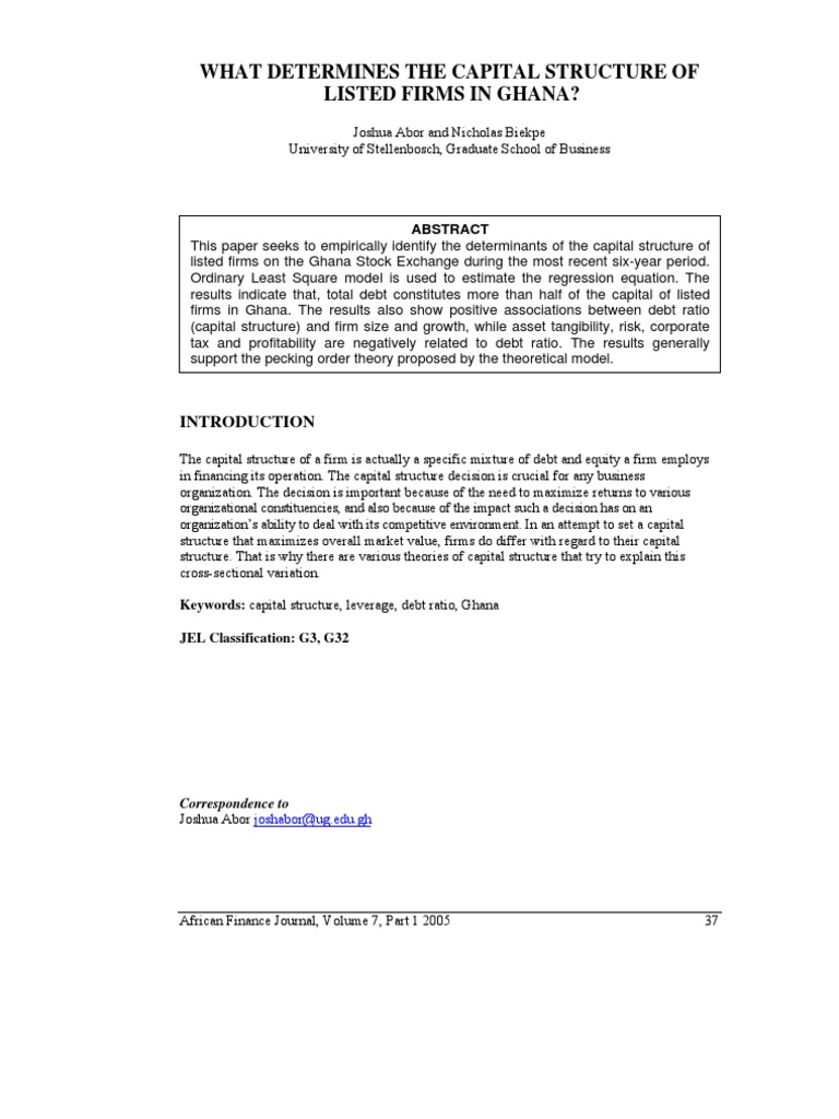 Determinants of Capital Structure in Ghana | PDF | Capital Structure ...