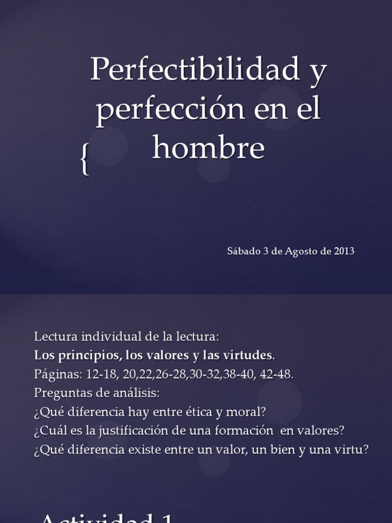 Perfectibilidad y moralidad en el ser humano | PDF | Teorías ...