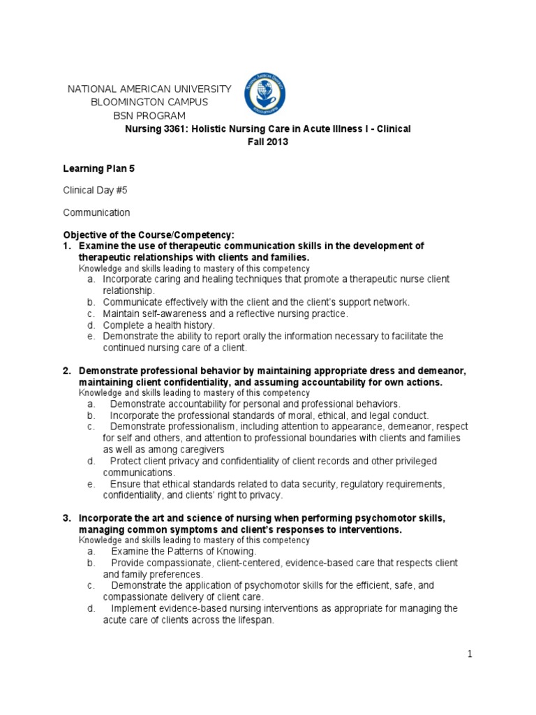 lesson plan 5 | Nursing | Competence (Human Resources)