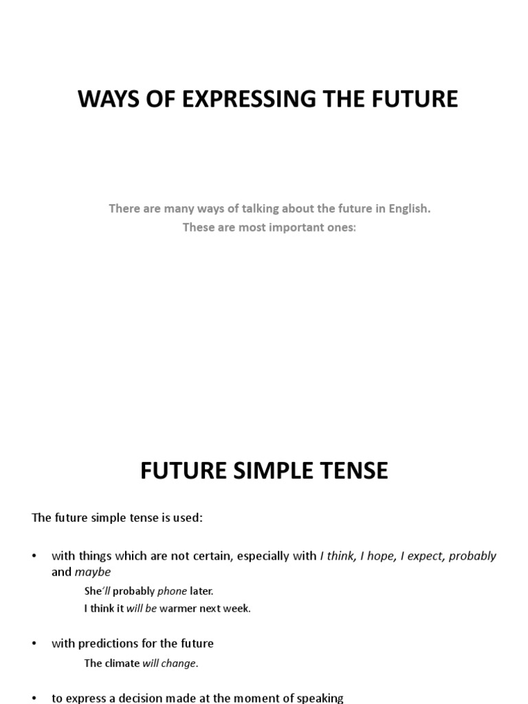 Ways to Express the Future in English | PDF