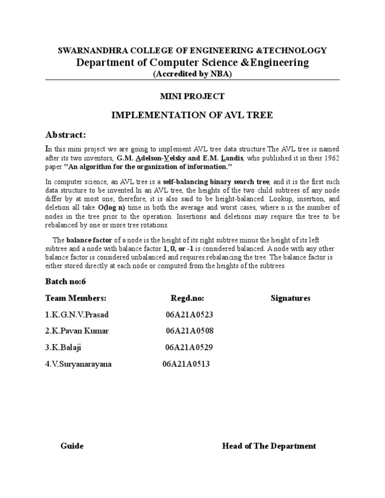 AVL Tree Implementation Project | PDF