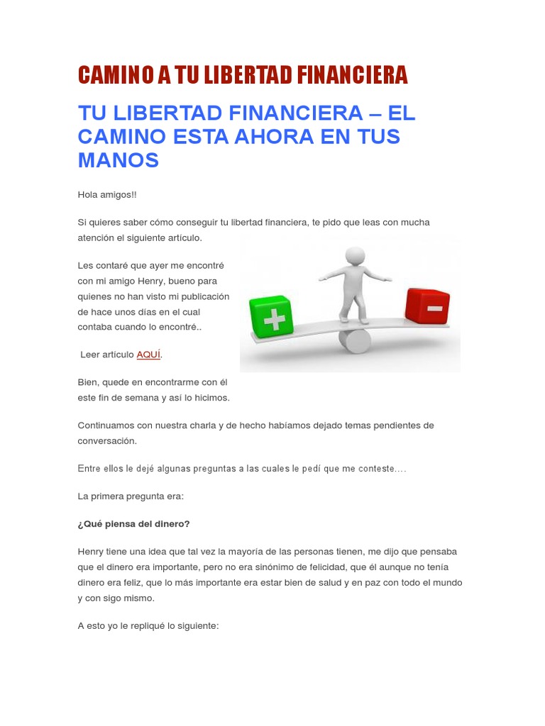 Camino a la Libertad Financiera | PDF | Libertad | Felicidad