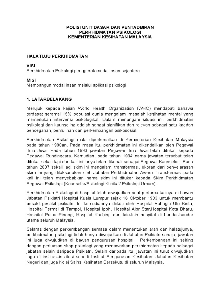 Polisi Perkhidmatan Peg Psi Kkm Pdf