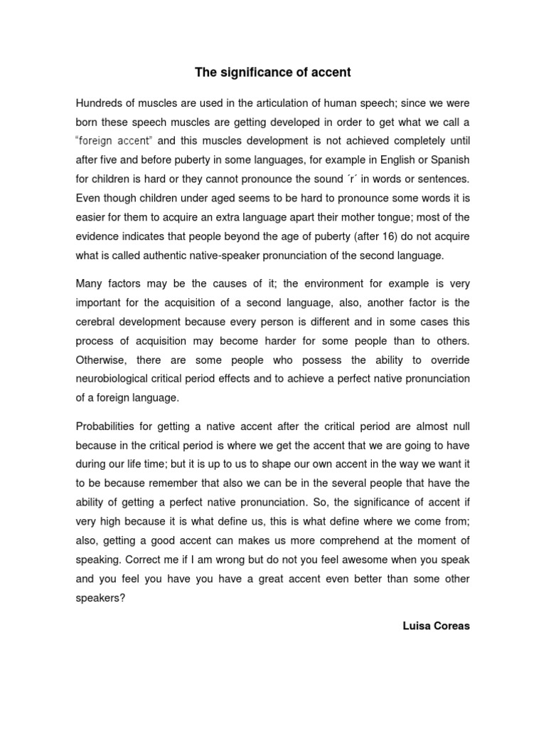 The Importance of Accent in Speech | PDF | Language Arts & Discipline