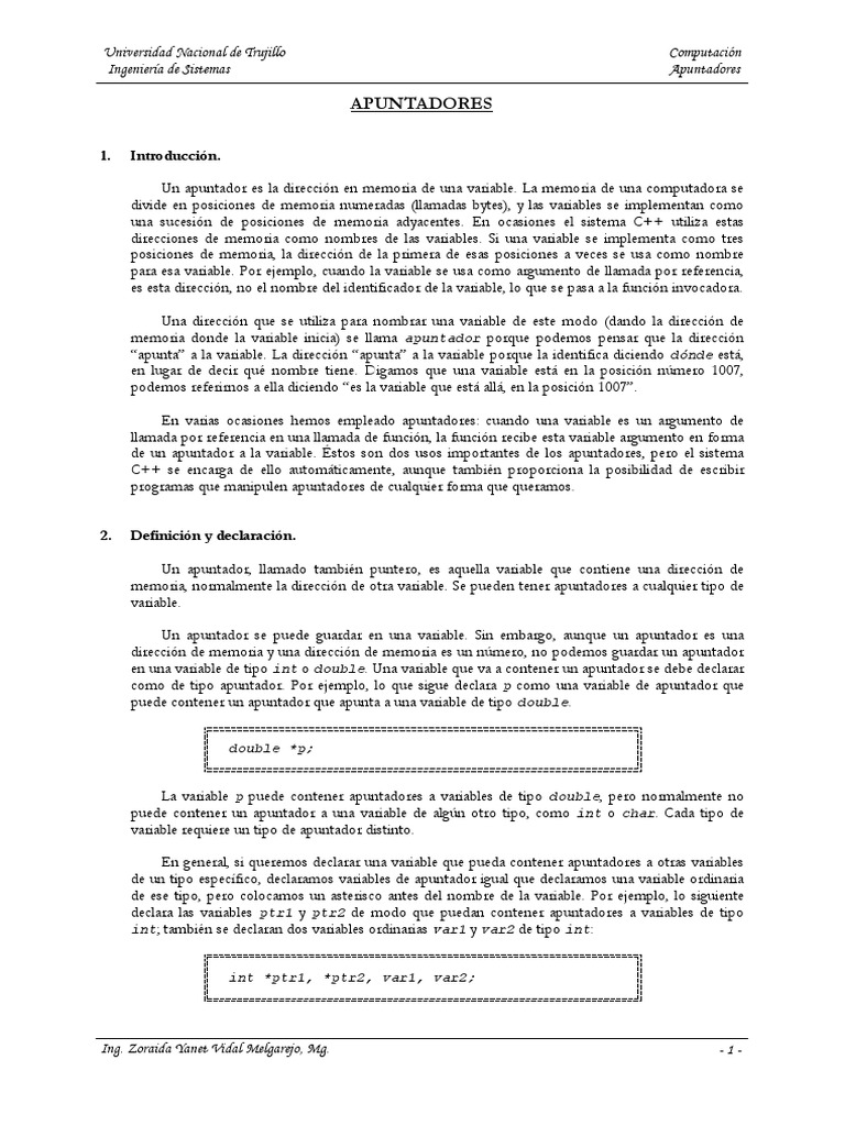 Guía Completa de Apuntadores en C++ | PDF | Puntero (Programación de ...