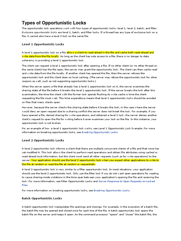 Opportunistic Locks Overview | PDF | Cache (Computing) | Client (Computing)