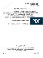 Indian Standard: Specification For Fabricated High Density Polyethylene (Hdpe) Fittings For Potable Water Supplies