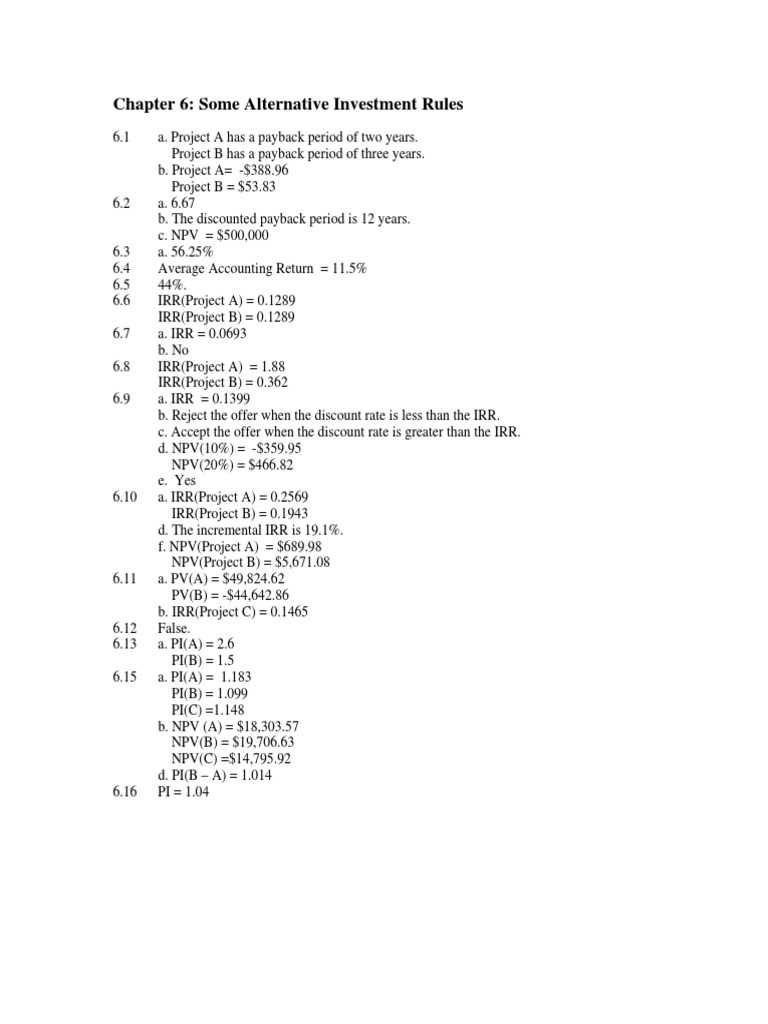 Chapter 6: Some Alternative Investment Rules | PDF | Finance & Money ...