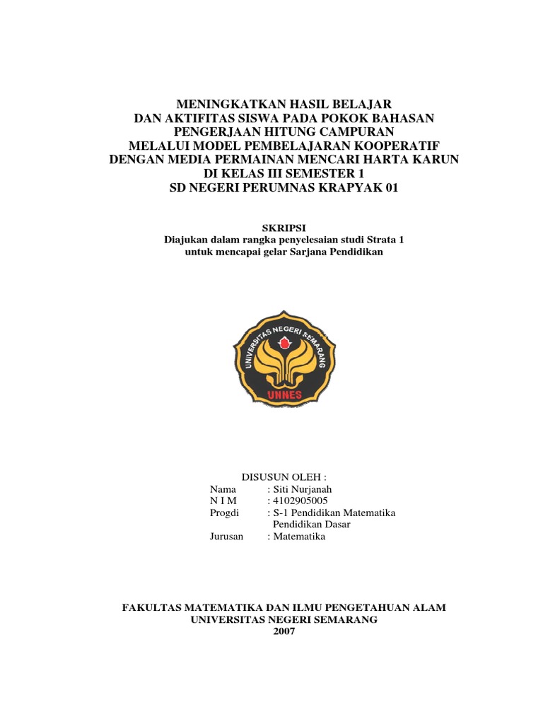Skripsi Matematika Sd Kelas 3 Pejuang Skripsi