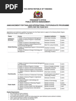 Announcement for Thailand International Postgraduate Programme (TIPP) for the Year 2014