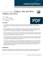 Construction Output, July and New
Orders, Q2 2013