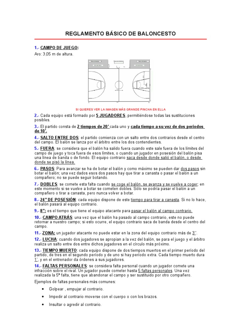 Reglamento Básico de Baloncesto | PDF | Asociación de Futbol | Deportes