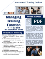Management of Training Function