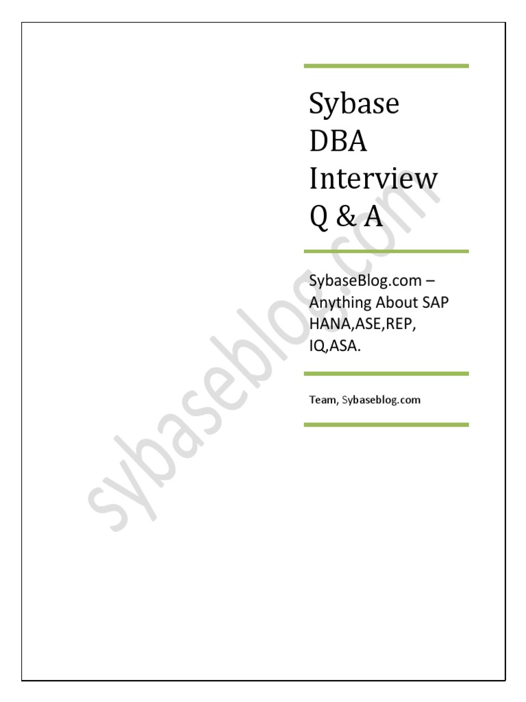 Sybase dba interview q pdf databases database index