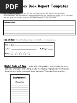 Cereal Box Book Report Templates
