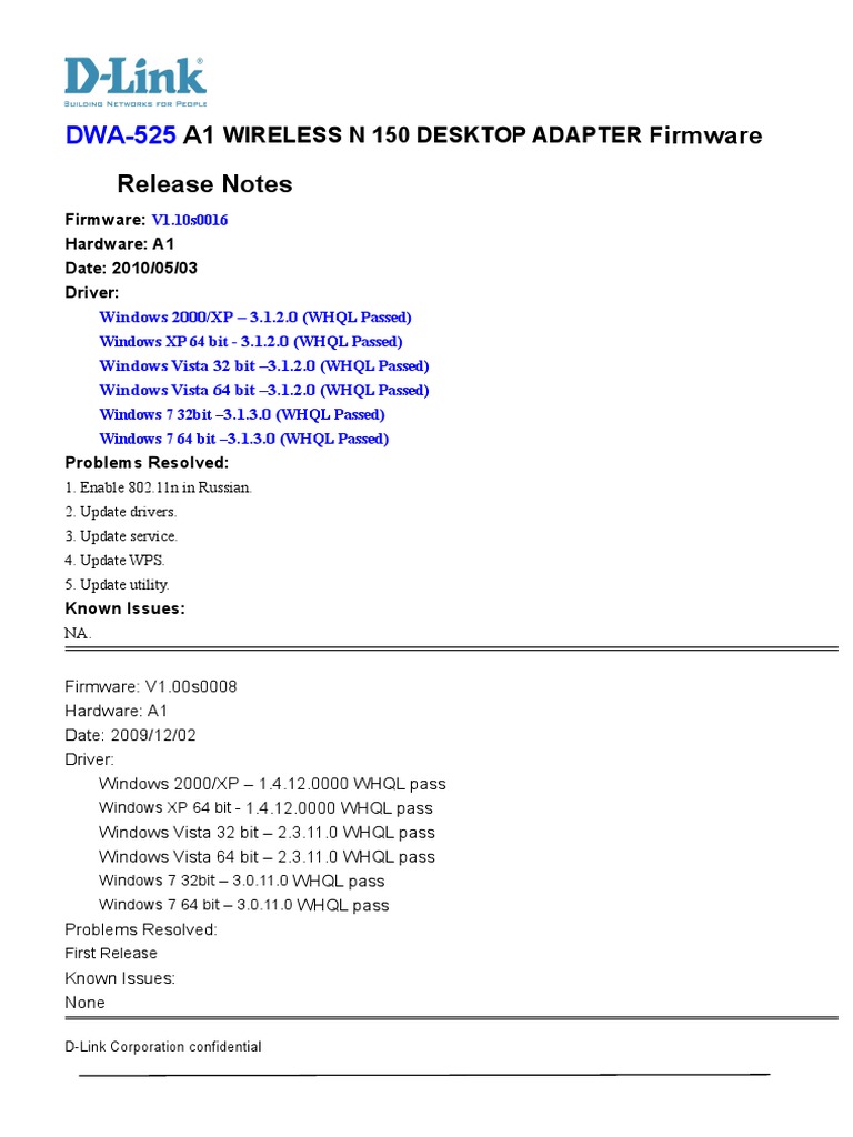 DWA-525 A1 Utility ReleaseNote For V1.10 | PDF