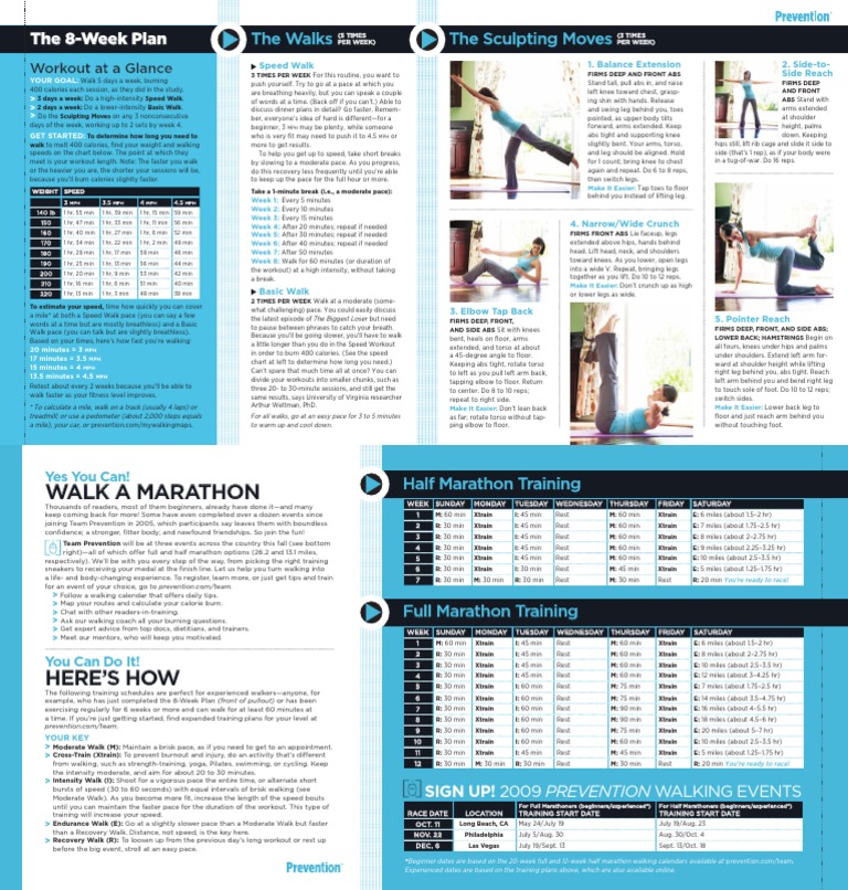 Walking 8-Week Plan by Prevention | PDF | Wellness
