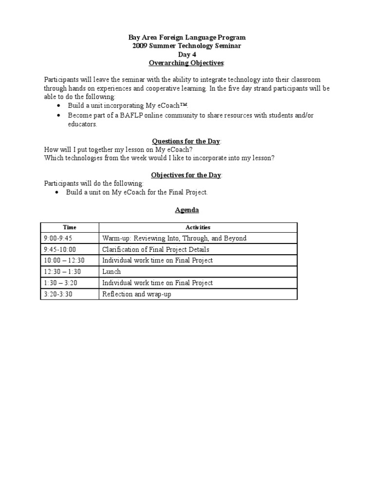 Day Agenda 4 | PDF