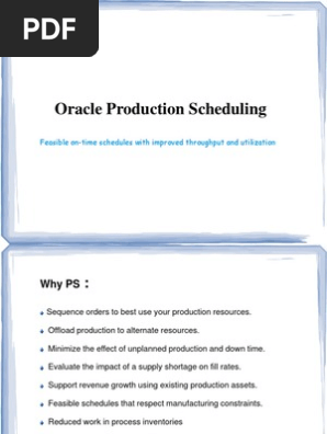 Oracle Production Scheduler Training Document