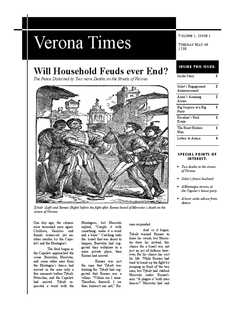 news paper romeo juliet Characters In Romeo And Juliet Literary