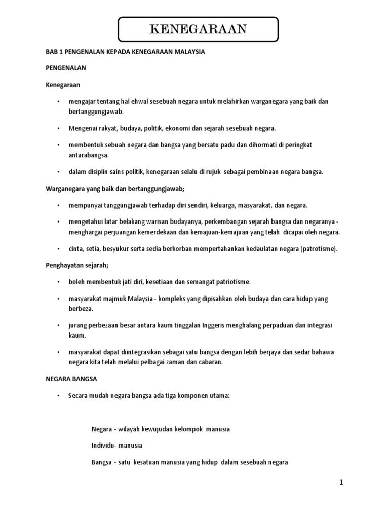 Bab 1 Pengenalan Kepada Kenegaraan Malaysia  PDF