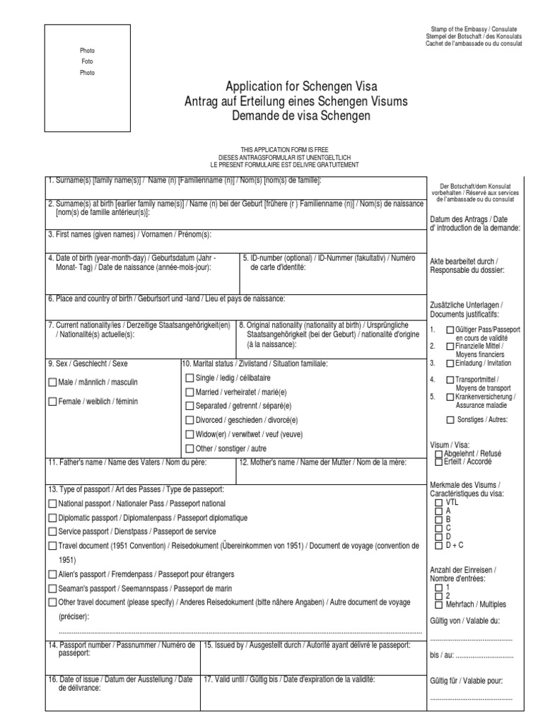 Formulaire de demande de visa suisse | PDF | Visa (Document ...