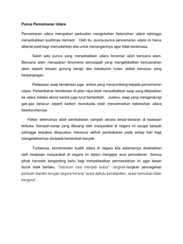 Teks Pencemaran Udara