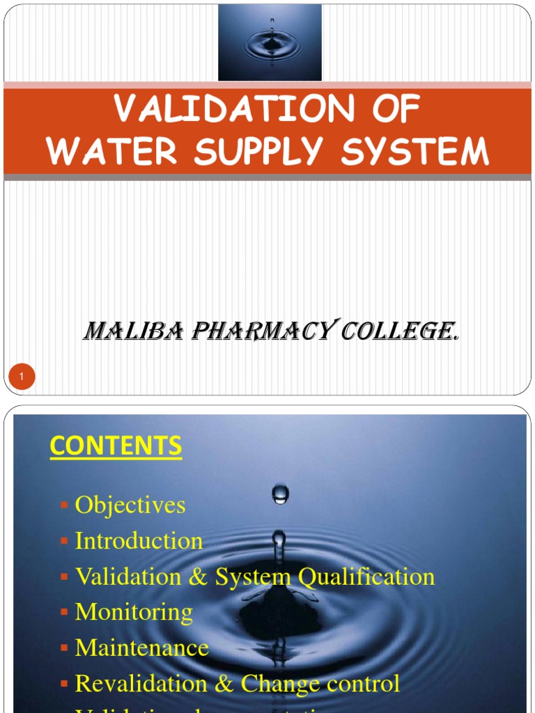 Water System Validation Verification And Validation Water
