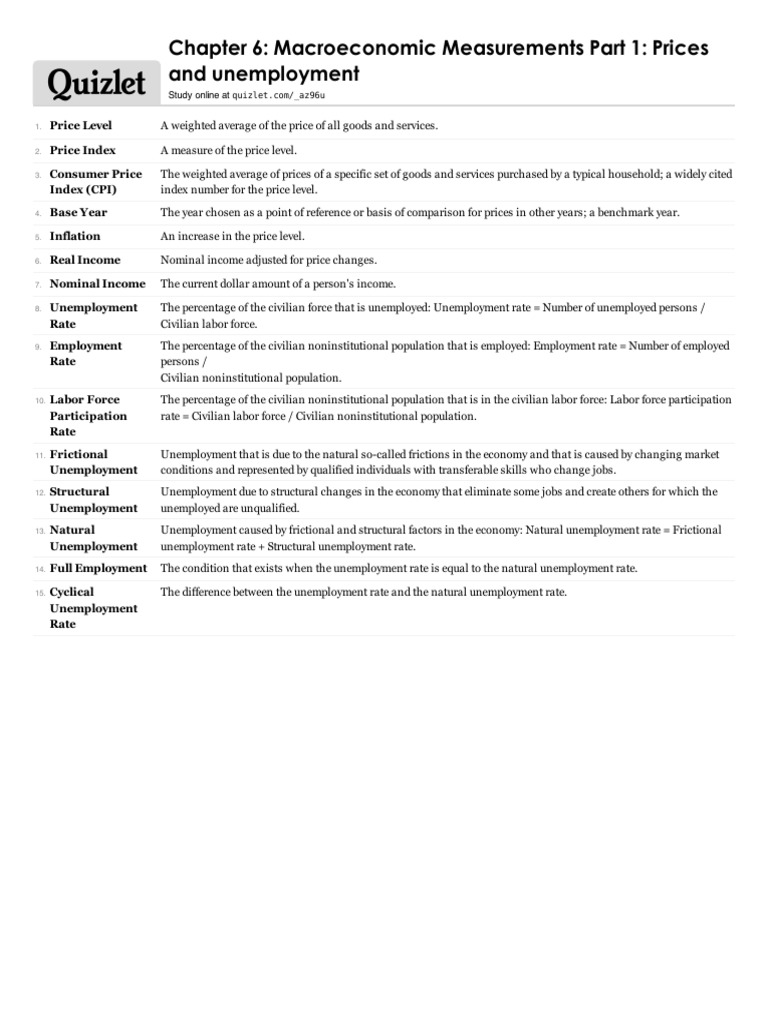Chapter 6: Macroeconomic Measurements Part 1: Prices and Unemployment | PDF