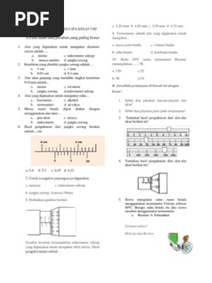 Soal Pilihan Ganda Fisika Smp Kelas 7 Tentang Pengukuran Dan Alat Ukur