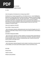 National Training Service Program