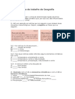 Ficha de Trabalho de Geografia