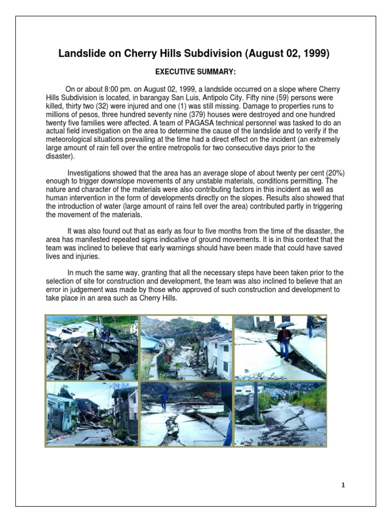 Landslide on Cherry Hills Subdivision Sinkhole Landslide