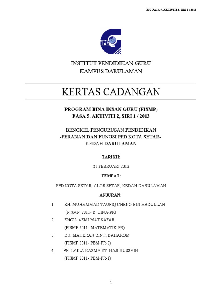 Kertas Kerja Big Fasa 5 2013 Complete Pdf