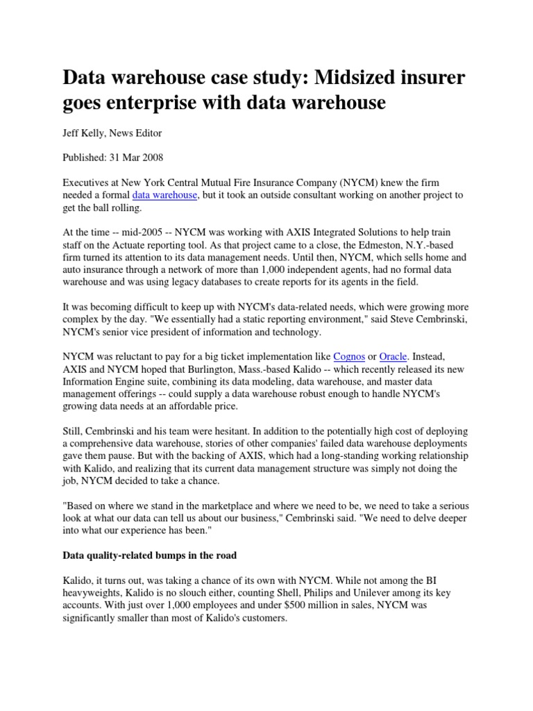 data warehouse case study pdf