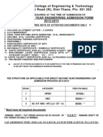 Fee Structure Documents Required Direct Second Year Engineering Admission Cap 13 14