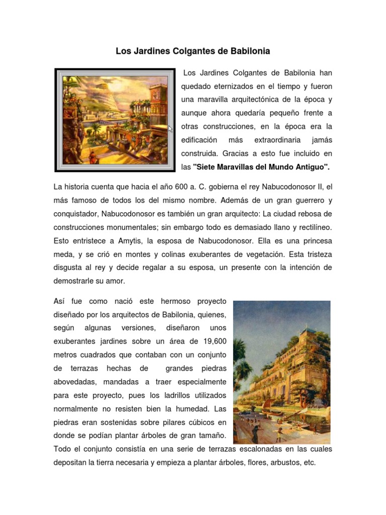 Historia de los Jardines Colgantes de Babilonia | PDF
