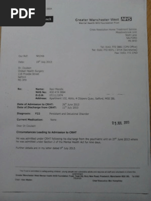 NHS CRHT Discharge Letter