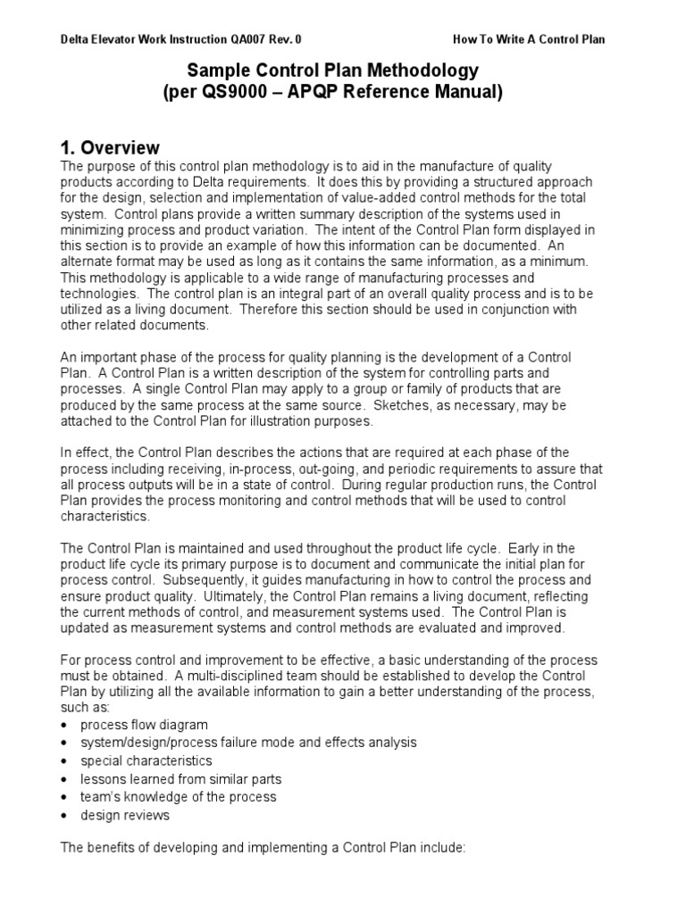 Control Plan Work Instruction | PDF