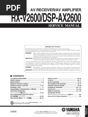 Yamaha DSP Ax2600 RX v2600 | PDF | Solder | Tin