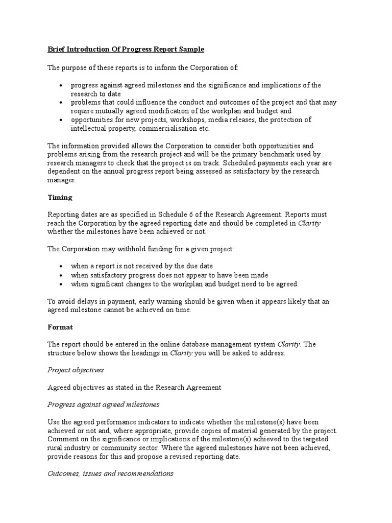 Sample project status report email image