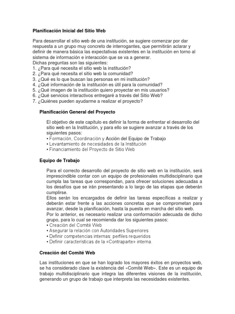 Pasos para Desarrollar un Proyecto Web | PDF | Página web | Planificación